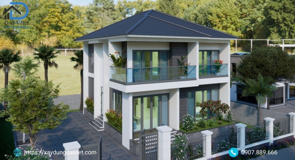 Biệt thự 2 tầng mái nhật hiện đại