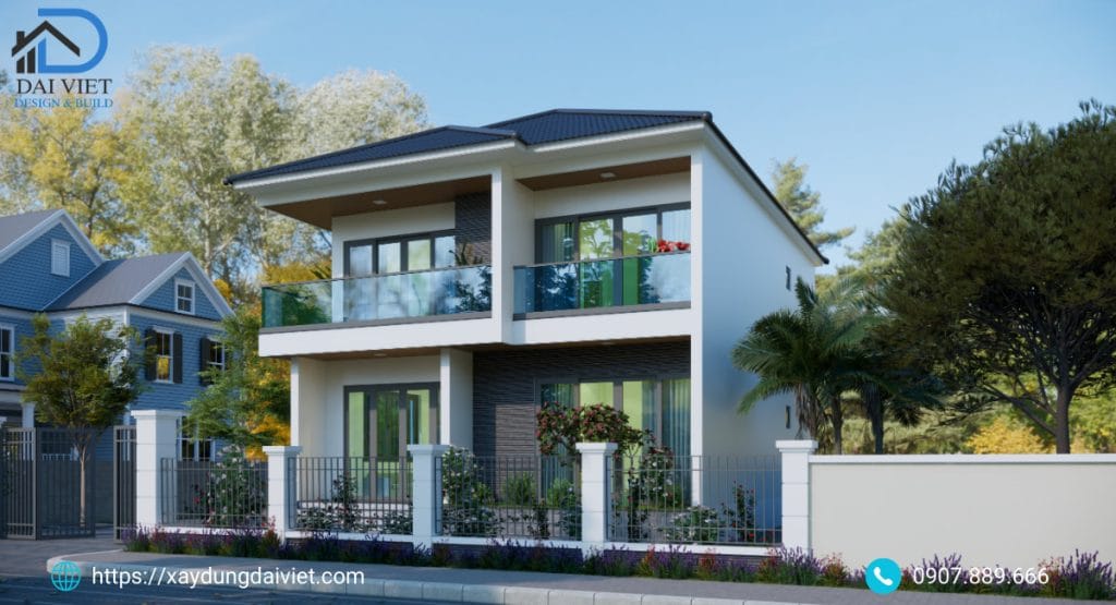 Mẫu biệt thự 2 tầng mái nhật