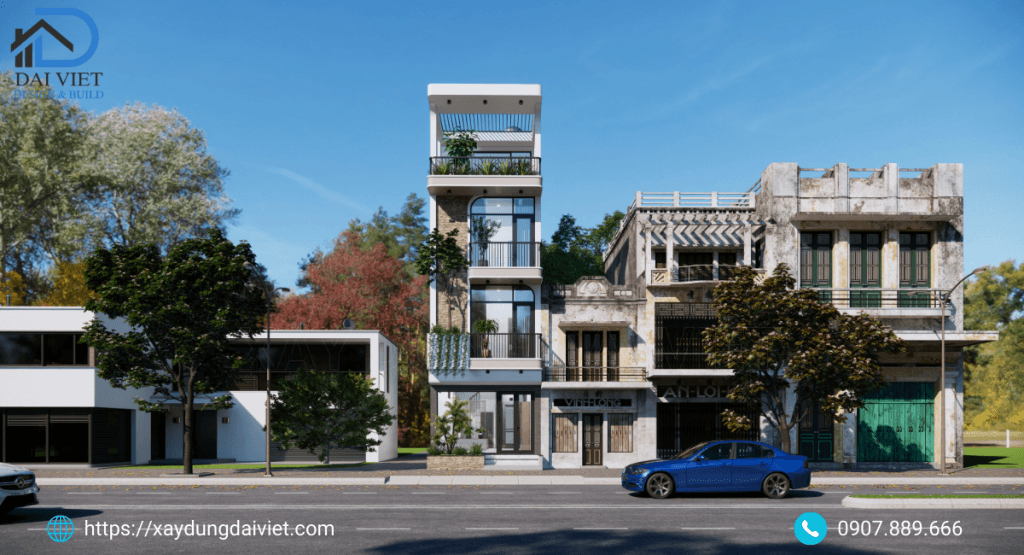 Nhà phố 3 tầng 1 tum hiện đại