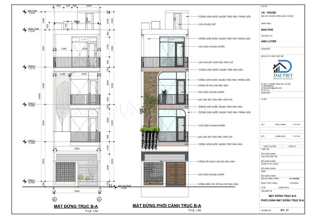 Mặt đứng công trình