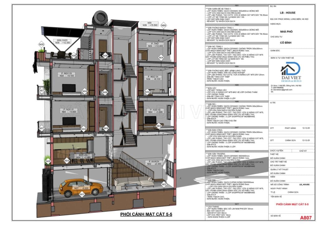 Mặt cắt công trình