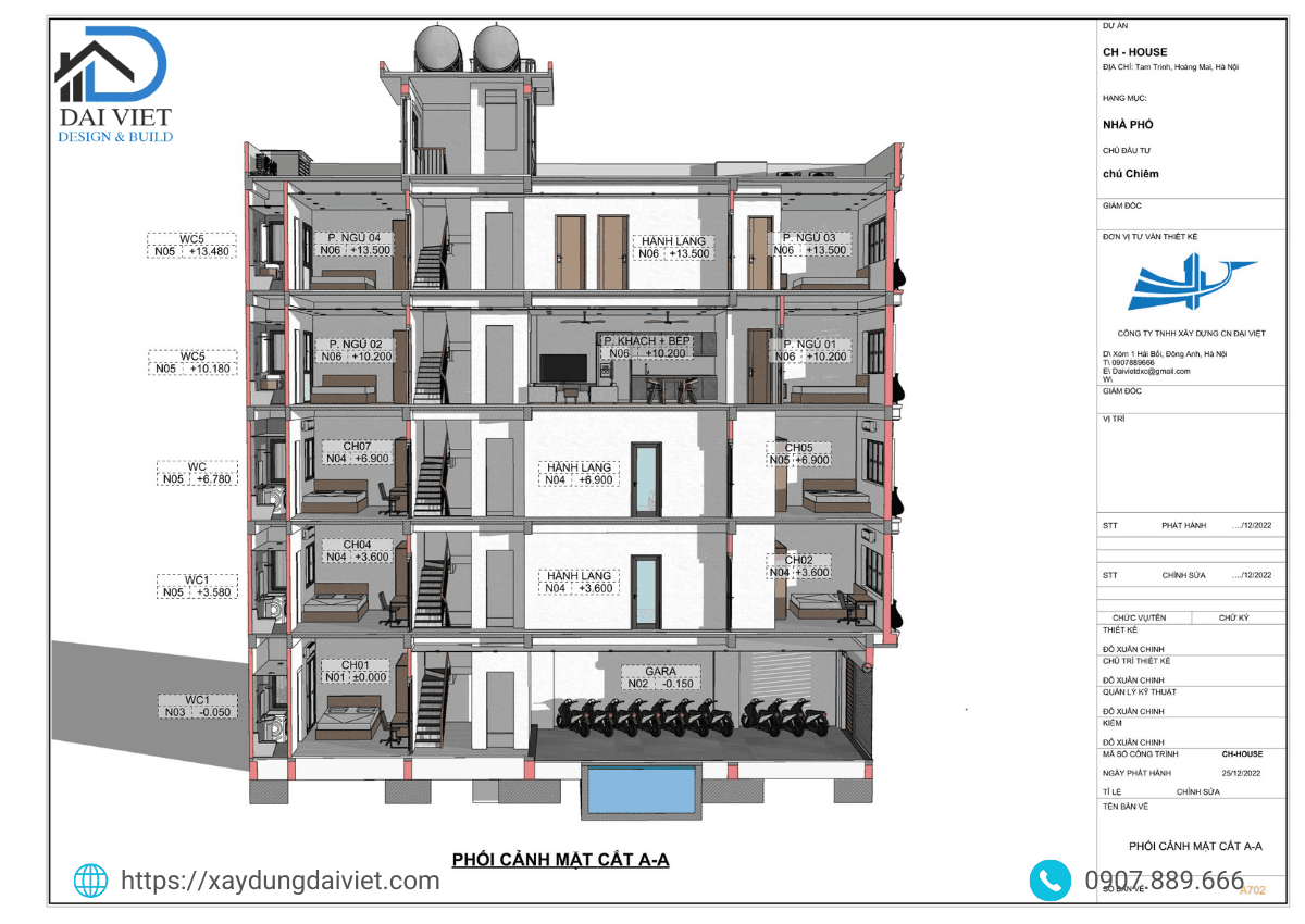 Phối cảnh mặt cắt công trình