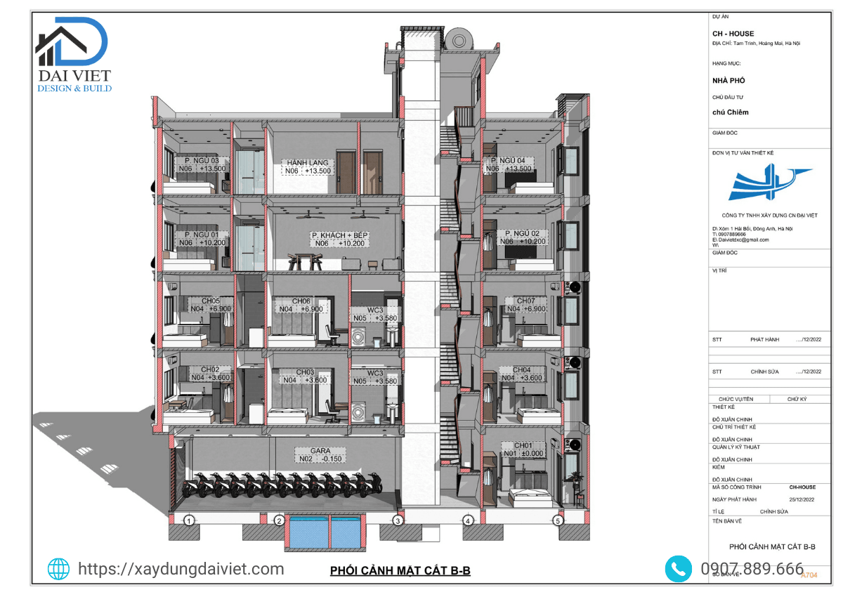 Phối cảnh mặt cắt công trình